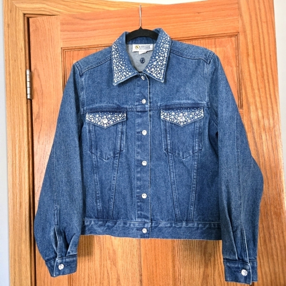 Christine Alexander Studded Denim Jacket size Small